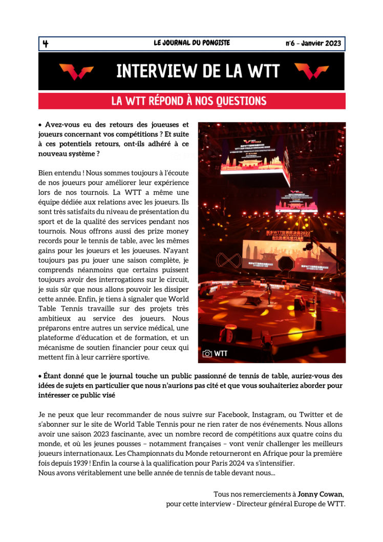 Le Journal du Pongiste